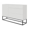 SIDEBOARD Veldio Weiß mit Schubladen und schwarzen Beinen 140 cm - Schwarz/Weiß, Holzwerkstoff/Metall (140/90/38cm) - Selsey