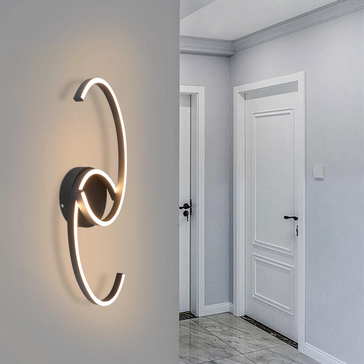 LED-DECKENLEUCHTE Hornwall 61.6/7.0/23.0 cm - Schwarz, Metall (23/61.6/7cm) - ZMH