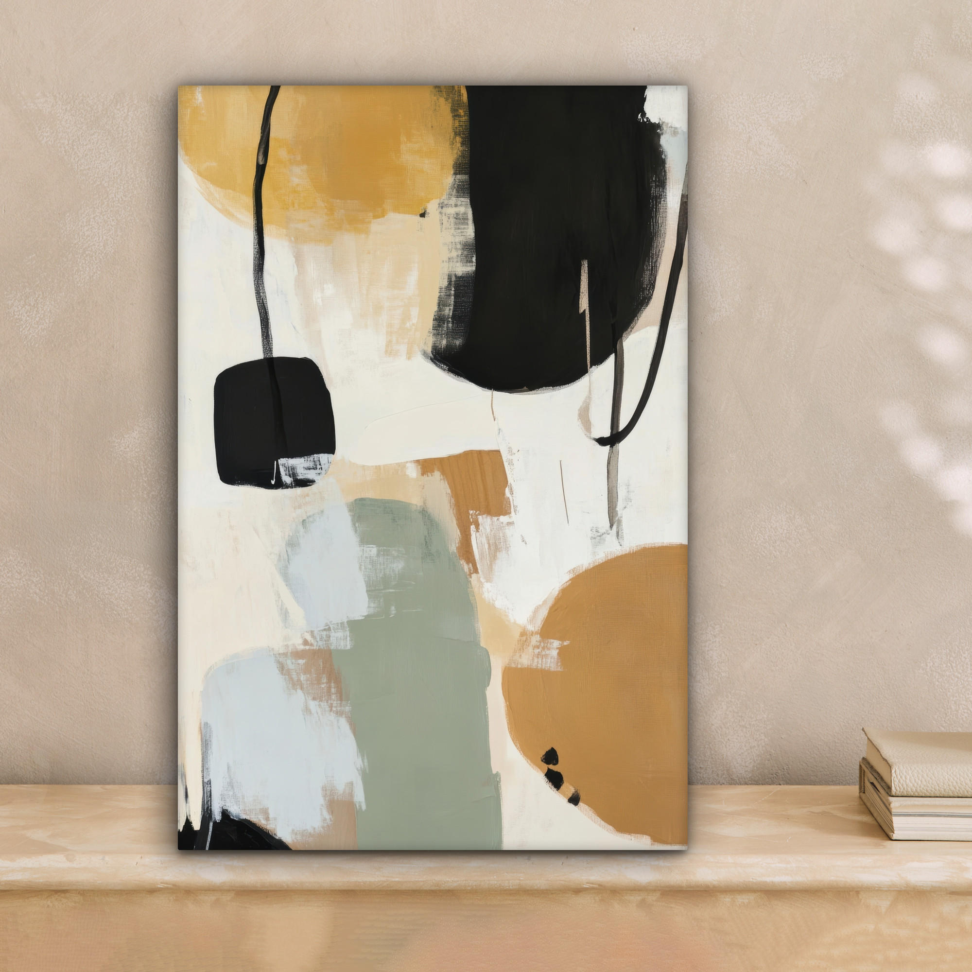 LEINWANDBILD Farbe - Abstrakt - Farben 20x30 cm - Currygelb, Textil (20/30cm) - MuchoWow