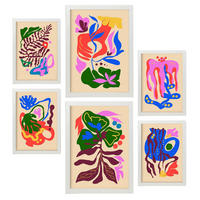 POSTER Set Mit 6 Malerisch 2 In Blume Zusammenfassung Ästhetische Dekorative Gemälde Für Ihr Wohnzimmer, Schlafzimmer, Zuhause A3 & A4 Weißer Rahmen - Weiß, Papier (29/3cm) - Nacnic