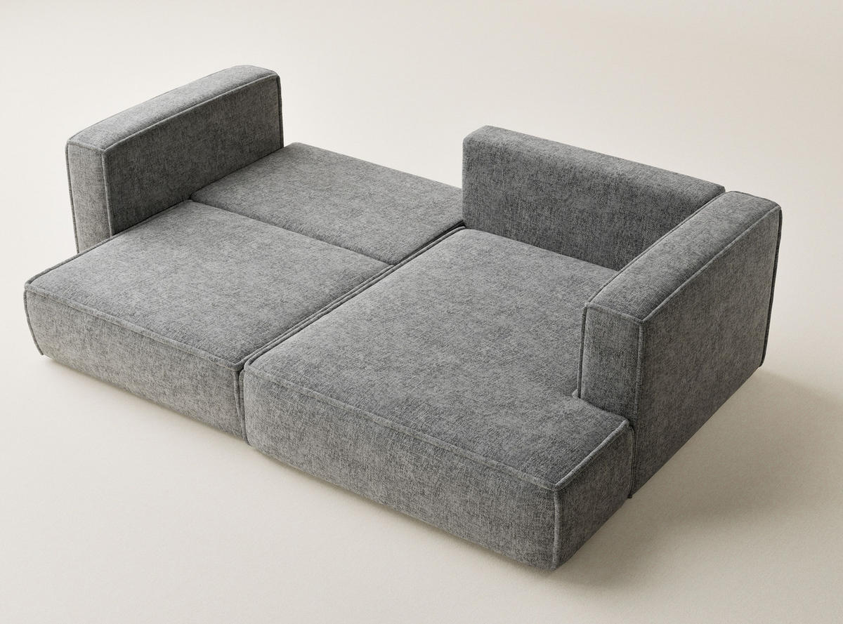 ECKSOFA MIT SCHLAFFUNKTION Velto Grau Chenille-Stoff - Schwarz/Grau, Holz/Holzwerkstoff (250/152cm) - Maison de Reve