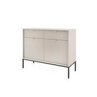 KOMMODE Nova Kaschmir, Schwarze Beine, Zweitürig mit Schubladen - Kaschmir/Schwarz, Holzwerkstoff/Metall (104/83/39cm) - Bettso