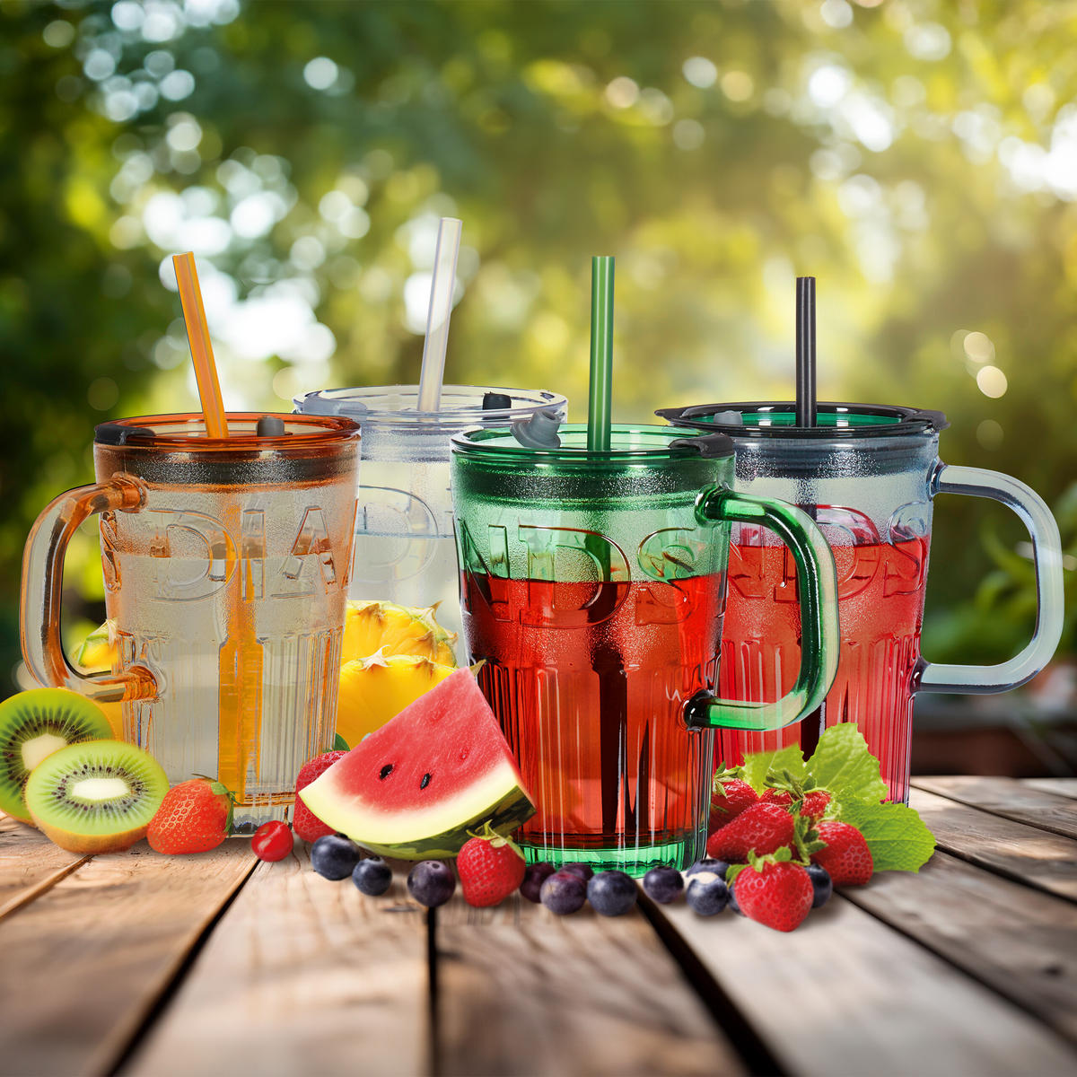 4XTRINKGLÄSER - Multicolor, Glas/Kunststoff - Relaxdays