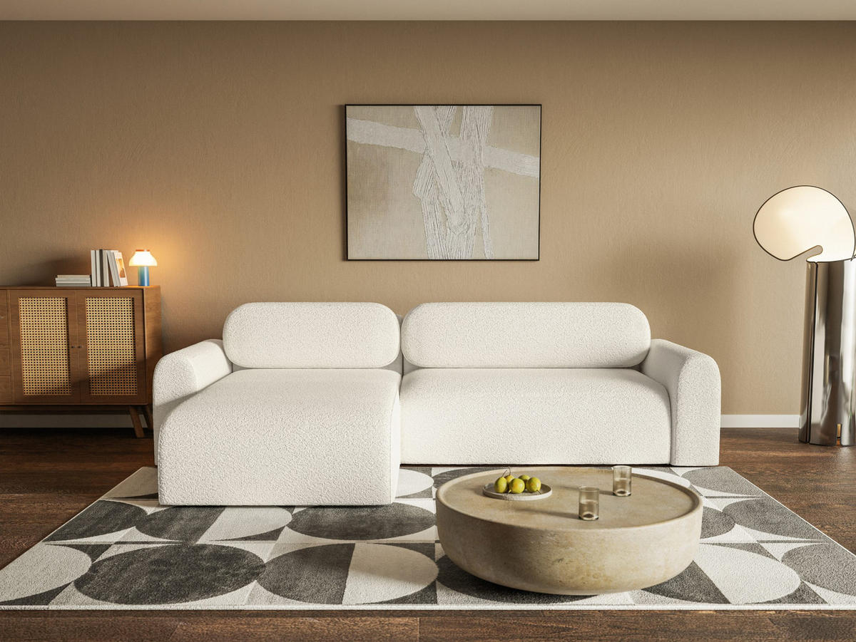 ECKSOFA Lome L mit Schlaffunktion, Weiß - Weiß, Textil (286/185cm) - Fedve