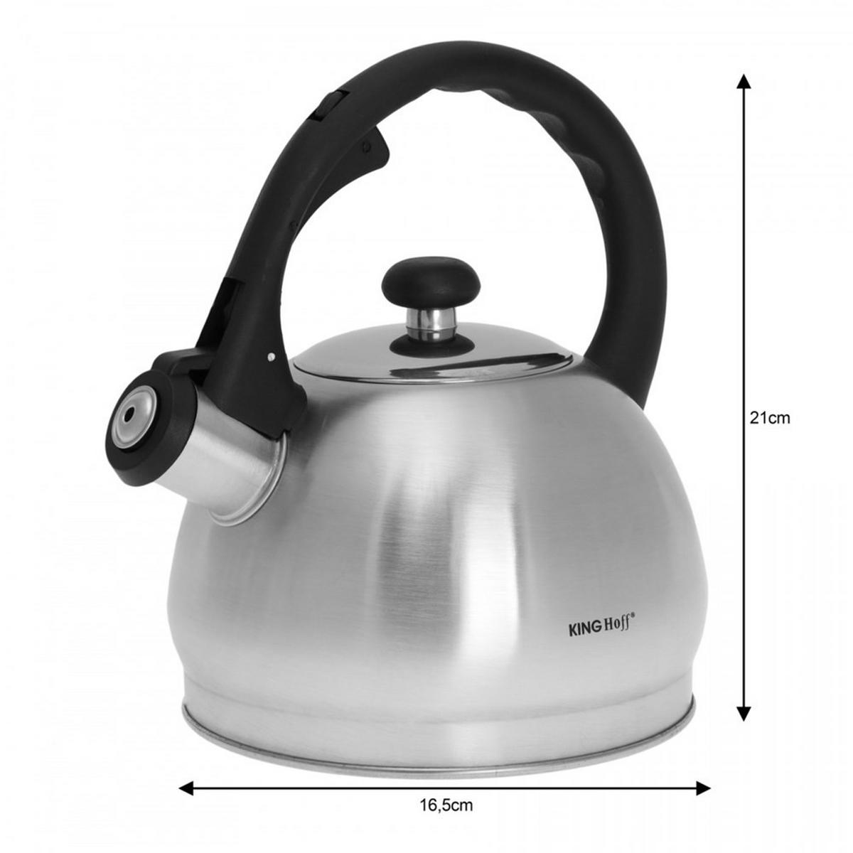 WASSERKESSEL mit Pfeife 1,8l 7741 - Silberfarben, Metall (16.5cm) - Kinghoff 