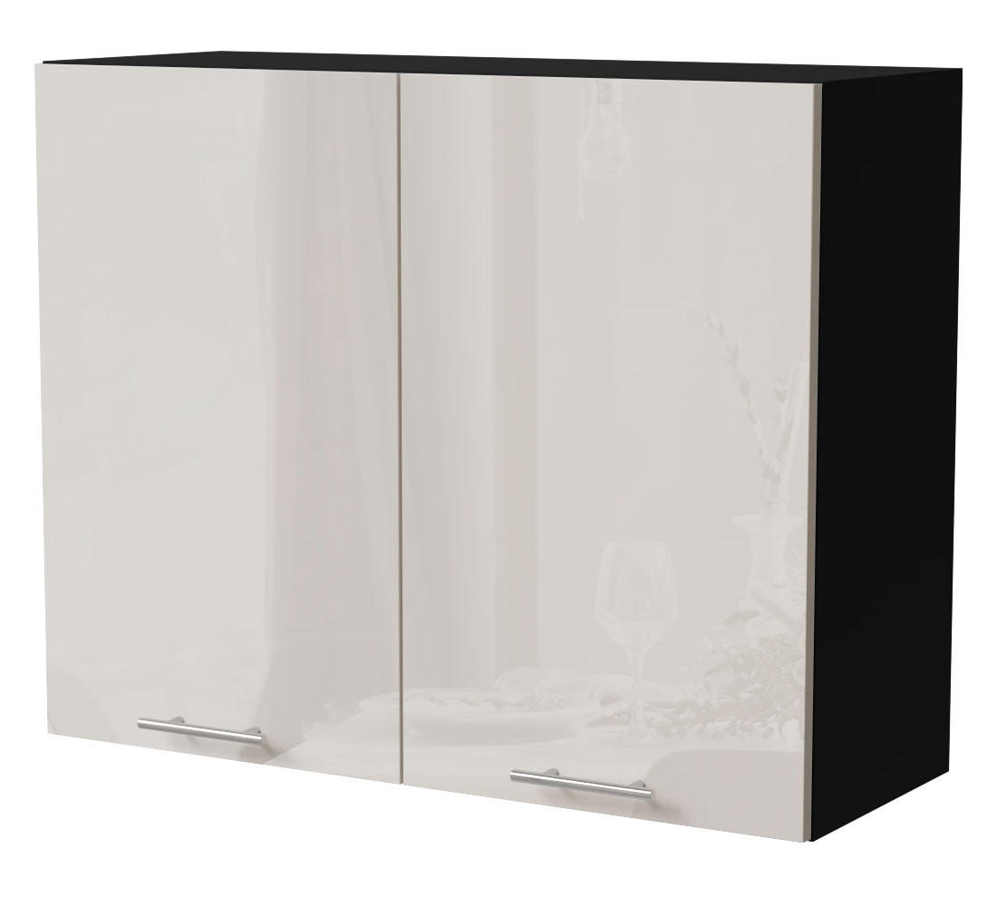 KÜCHENHÄNGESCHRANK Brerra W3/90 Schwarz / RAL 9001 creme Hochglanz 90 / 32,5 / 72cm - Creme/Schwarz, Holz/Holzwerkstoff (90/72/32.5cm) - Feldmann-Wohnen