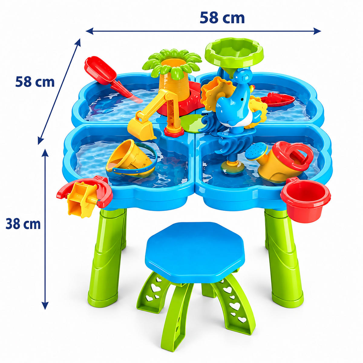 STŮL Vícebarevný dětský vodní s taburetem - různobarevná, plast (58/58cm) - Relaxdays
