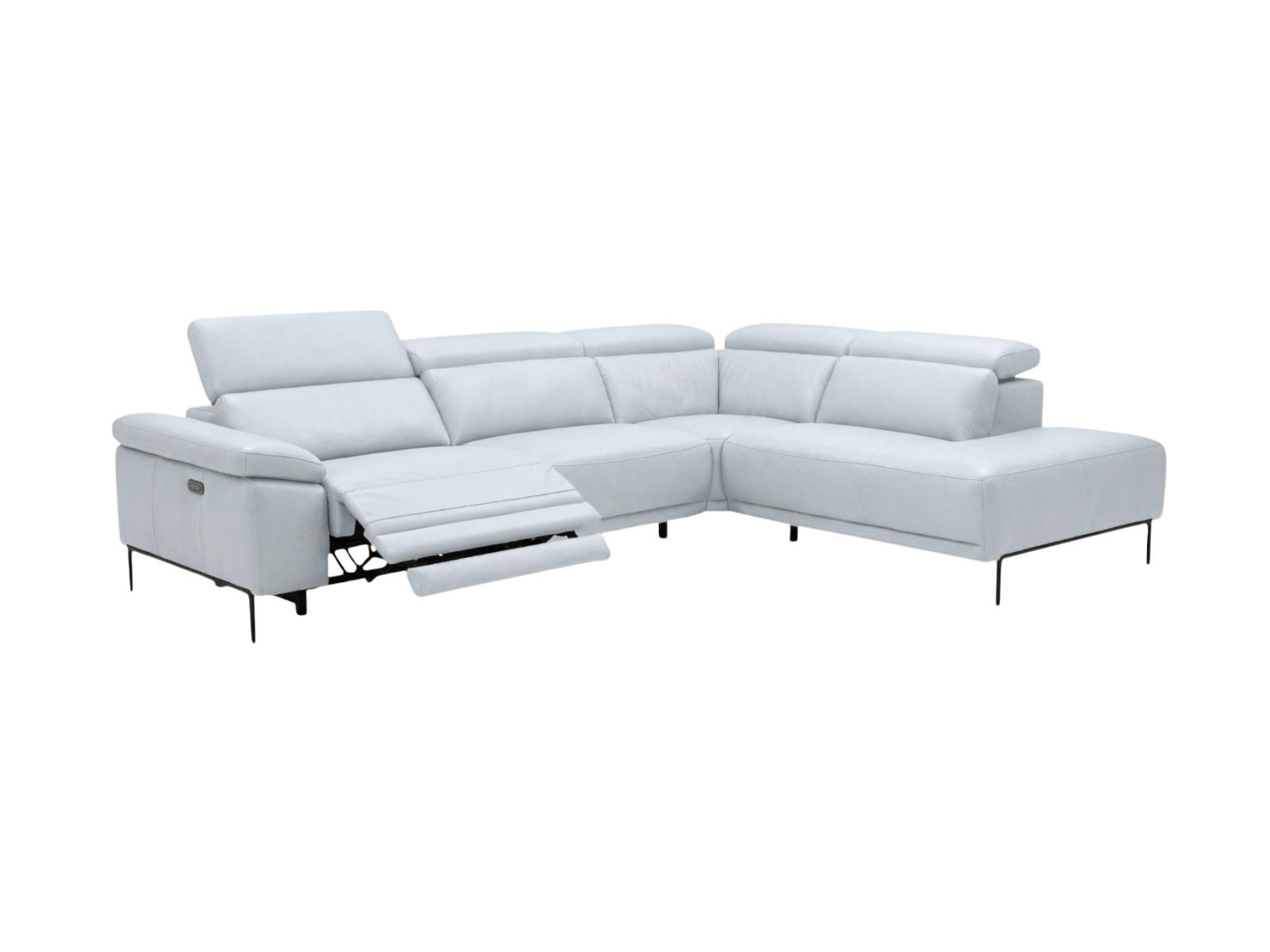 ECKSOFA Fiesta Echtleder mit 1 x Relaxfunktion Weiß - Weiß, Leder/Metall (282/220cm)
