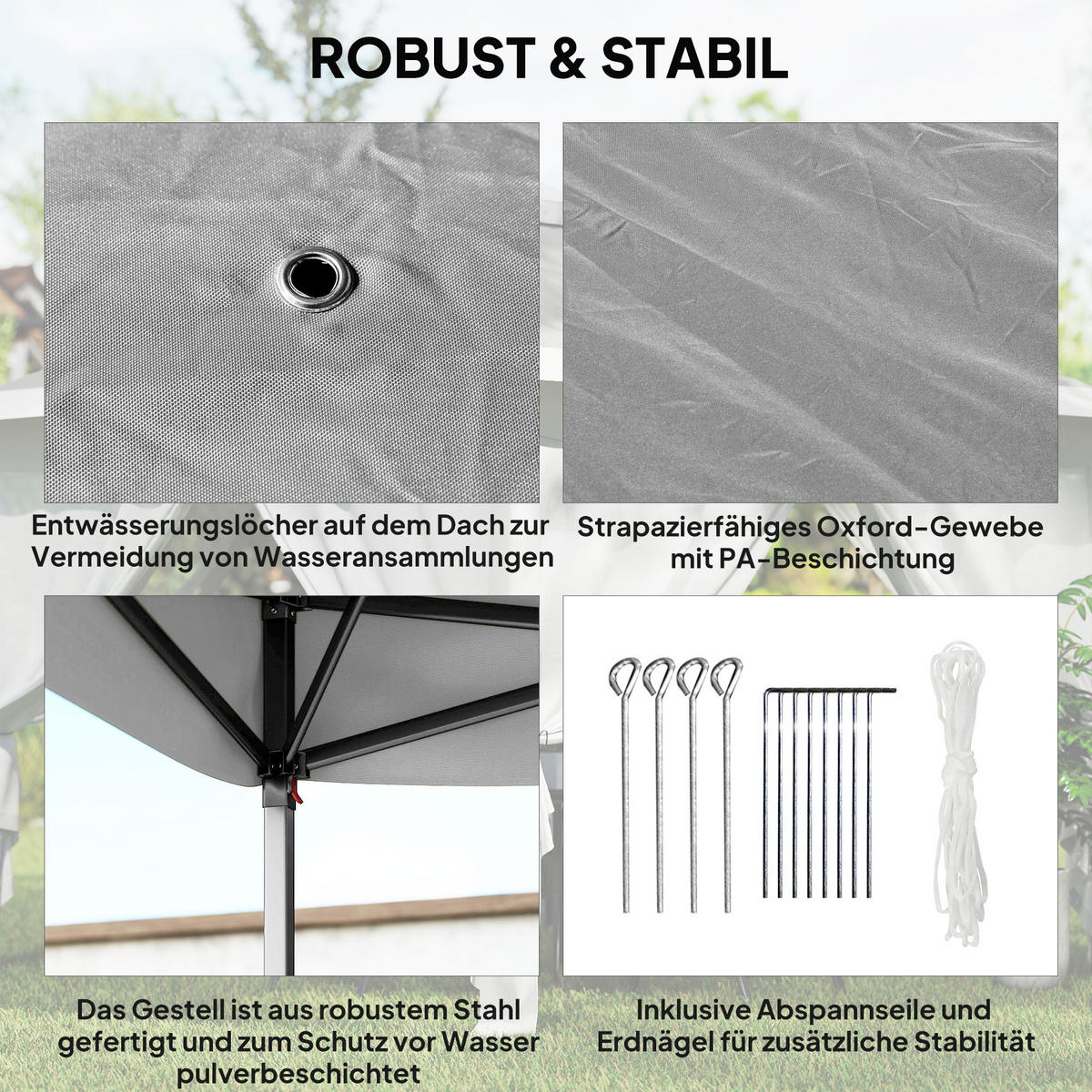 PAVILLON 3,3x3,3m, wasserabweisend Stabil Winterfest Pop-up Faltpavillon Grau - Dunkelgrau, Metall (330/288/330cm) - Outsunny