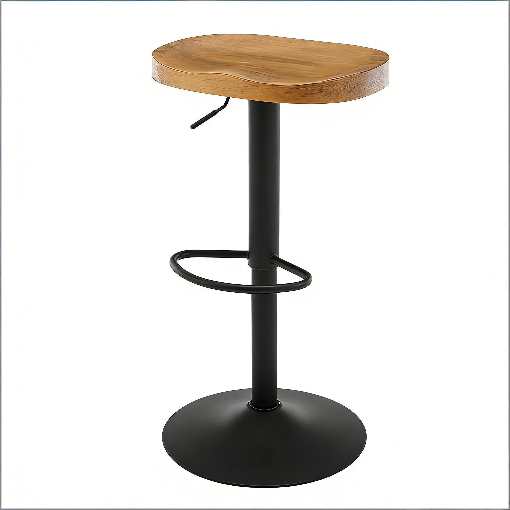 BARHOCKER 1er-Set Holz Drehbar & Höhenverstellbar - Naturfarben, Holz (41.5/81/31.5cm) - PANGIVO