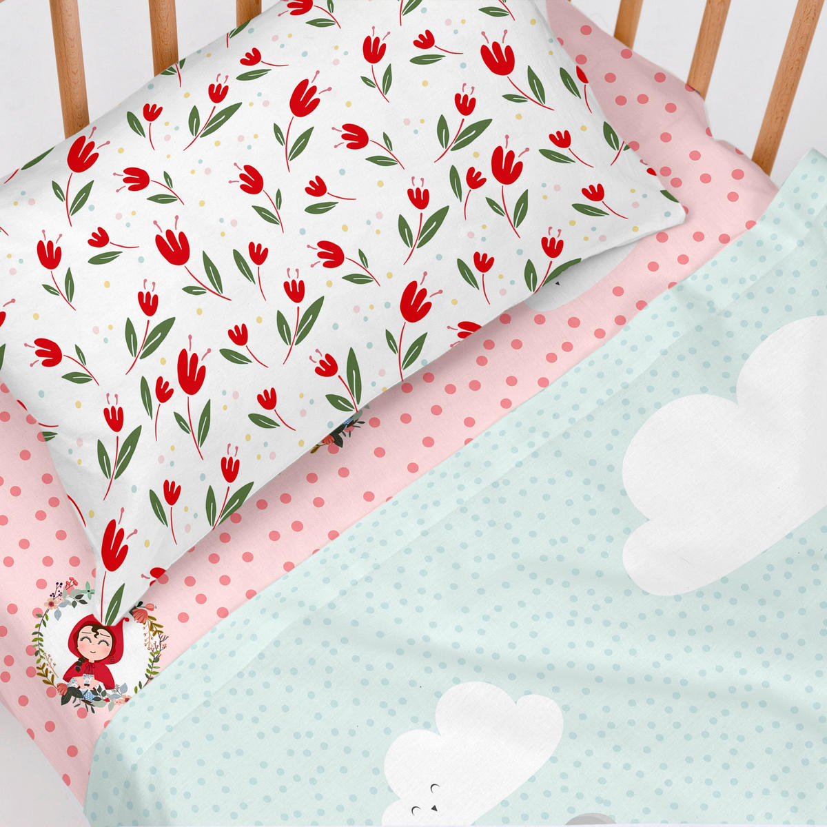 BETTWÄSCHE 2er-Set teiliges red riding hood 100x130 cm (kinderbett) mehrfarbig - Multicolor, Textil (100/130cm) - Happy Friday