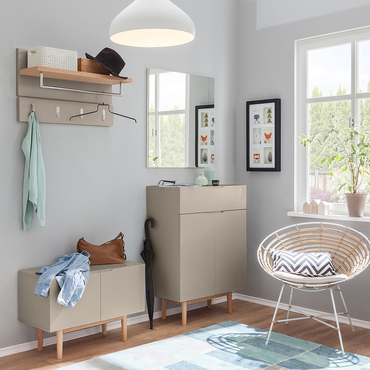 SCHUHKOMMODE - Taupe, Eichenholz/Holz (76/52/37cm) - home24