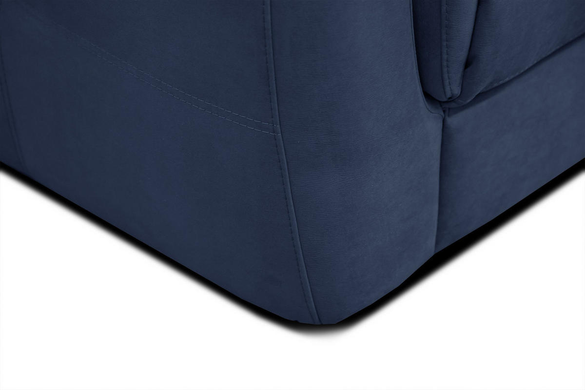 SOFA JONES 2-Sitzer mit 2 Relaxfunktionen, dunkelblau - Schwarz/Dunkelblau, Holz/Kunststoff (166/102/99cm) - Courtois Laville