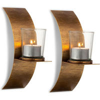 WANDKERZENHALTER 2-teiliges Set Gold Bronze - Bronzefarben, Metall (6/20/6cm)