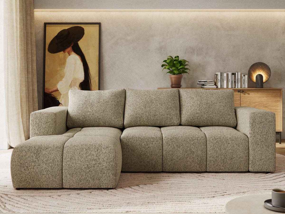 ROHOVÁ SEDAČKA MONIVA L - Taupe Strukturovaná látka - Levá Strana - černá/béžová, textil/plast (164/266cm) - MKS