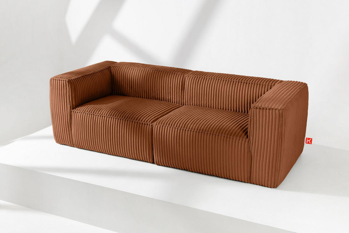 3-SITZER-SOFA FEROX Modern, Cord-Stoff, rot - Rot, Textil (246/73/96cm) - KONSIMO®