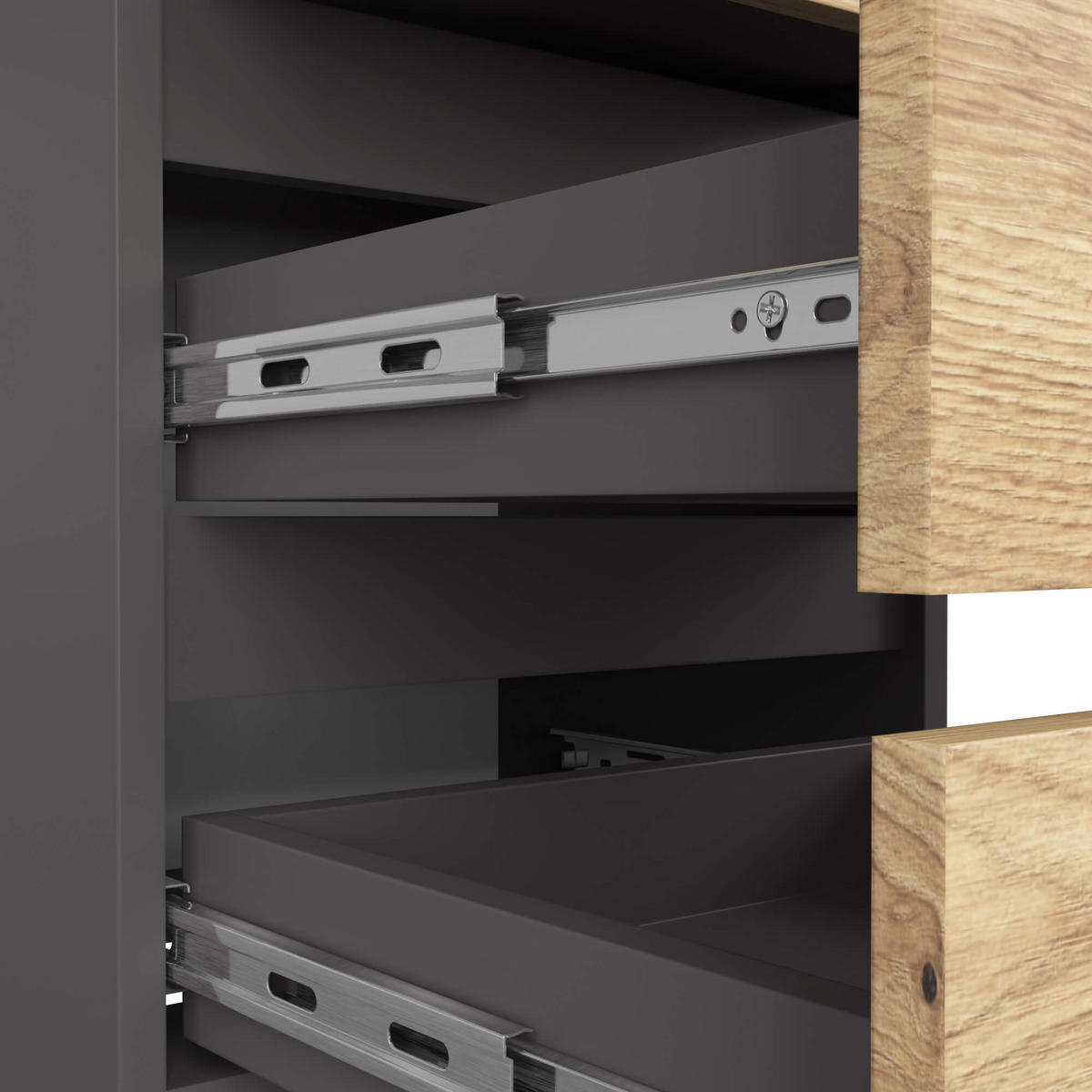 NACHTSCHRANK Grau, Eiche Artisan 40x35x57 cm - Eiche Artisan/Grau, Holzwerkstoff (40/57/35cm) - Akord