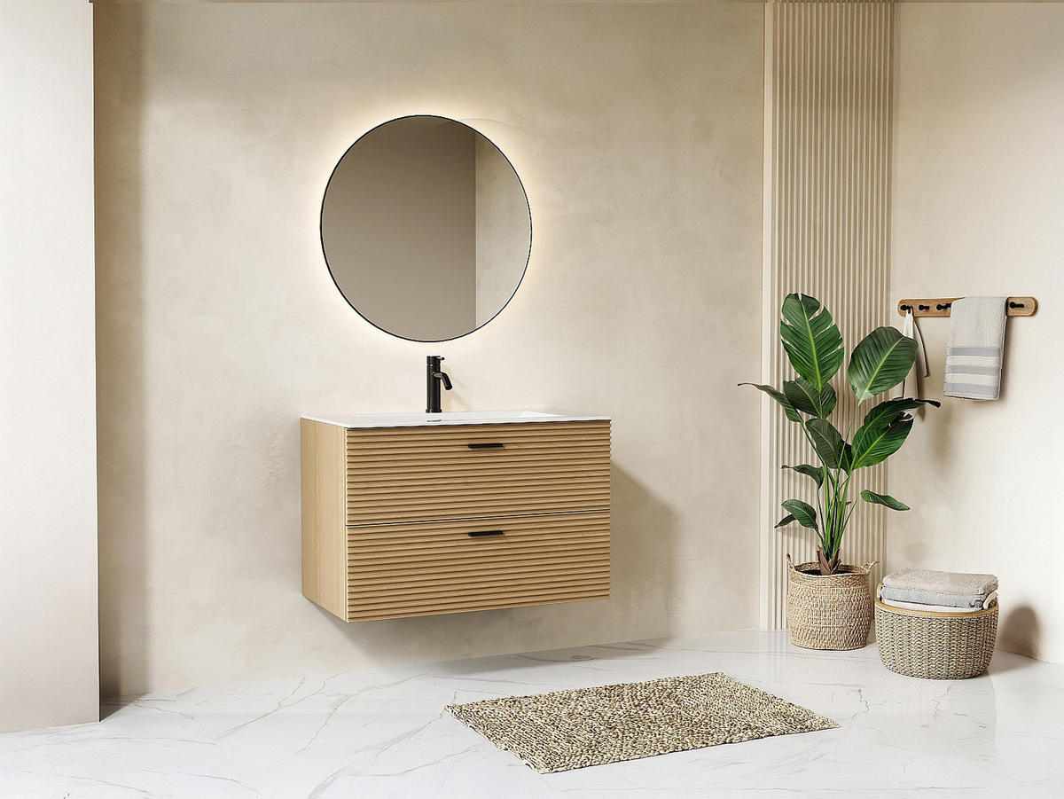 EINZELWASCHTISCH - 80 cm x 46 cm - Holz, Platte - Naturfarben Hell - SARONE - Naturfarben, Holz (80/55/46cm) - Vente-Unique