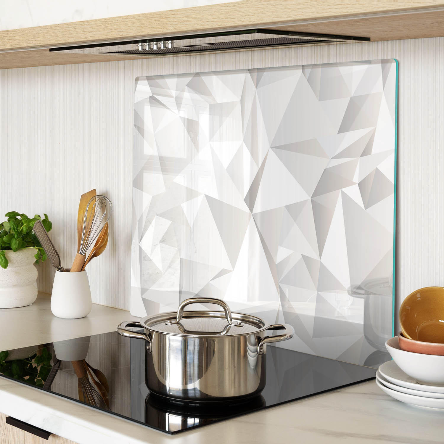 GLASPLATTE 60x52 cm Abstrakt - Weiß, Glas (60/0.4/52cm) - TULUP