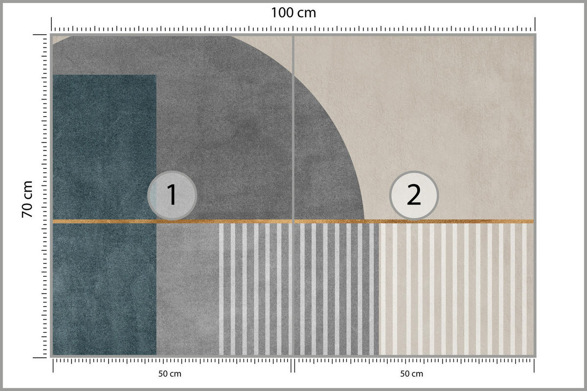 FOTOTAPETE für Wohnzimmer Formen Modernes Geometrisches Muster 100x70 - Beige/Braun, Papier (100/70cm) - Muralo