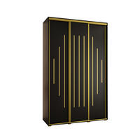 SCHWEBETÜRENSCHRANK 235,2/160/60 3-türig - Goldfarben/Schwarz, Holz/Metall (160/235/60cm) - Abiks Möbel