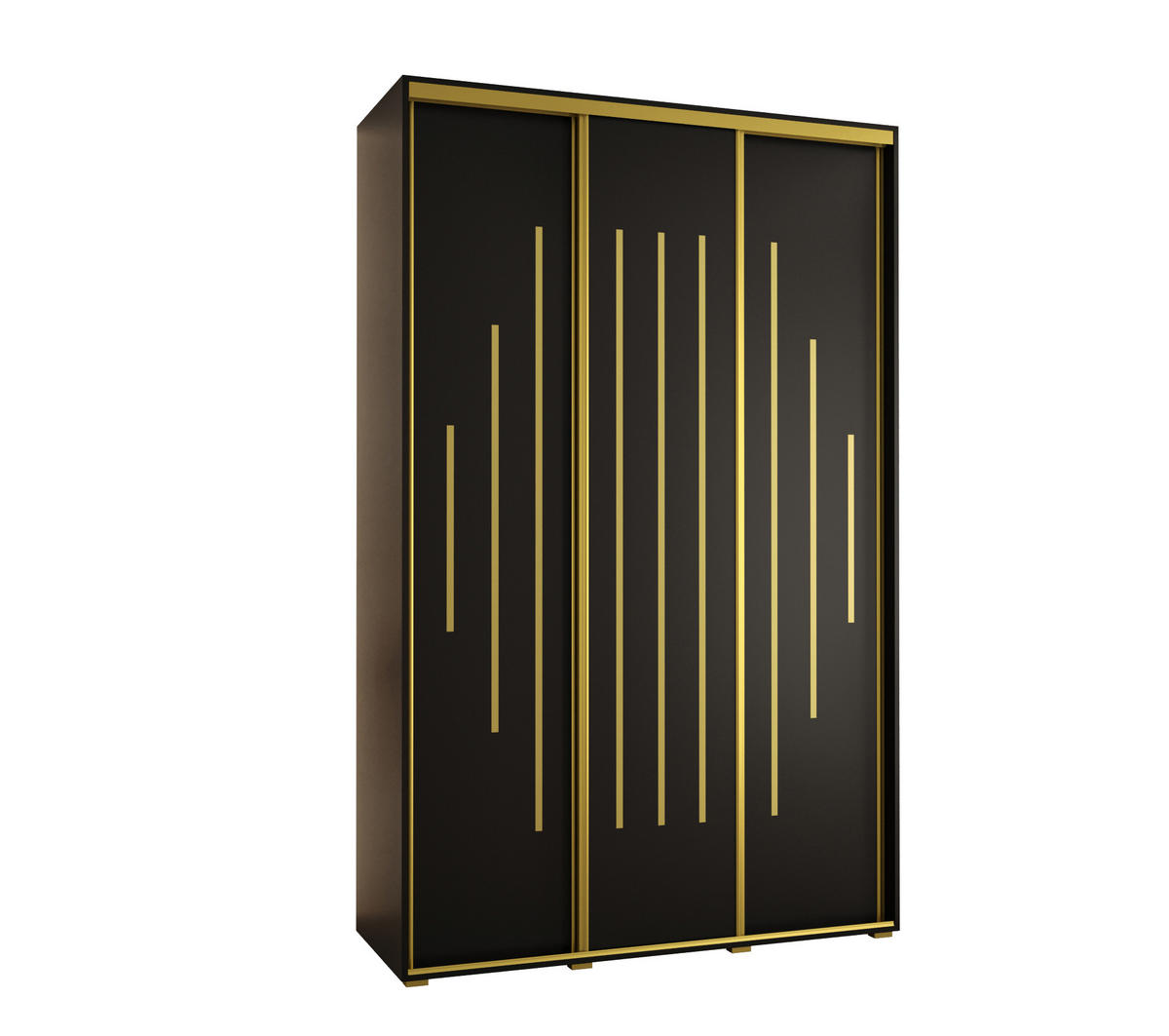SCHWEBETÜRENSCHRANK 235,2/160/60 3-türig - Goldfarben/Schwarz, Holz/Metall (160/235/60cm) - Abiks Möbel