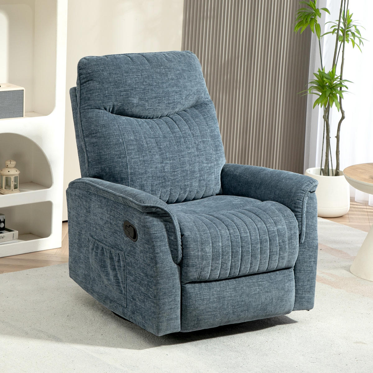 RELAXSESSEL DE-15386 manuell neigbar mit 360°-Drehung Blau - Blau, Textil (93/104/84cm) - ComfortXL