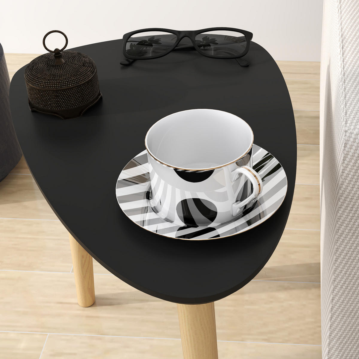 COUCHTISCH DE-15770 skandinavisches Design Schwarz - Schwarz, Holzwerkstoff (59.5/39.5/45cm) - ComfortXL