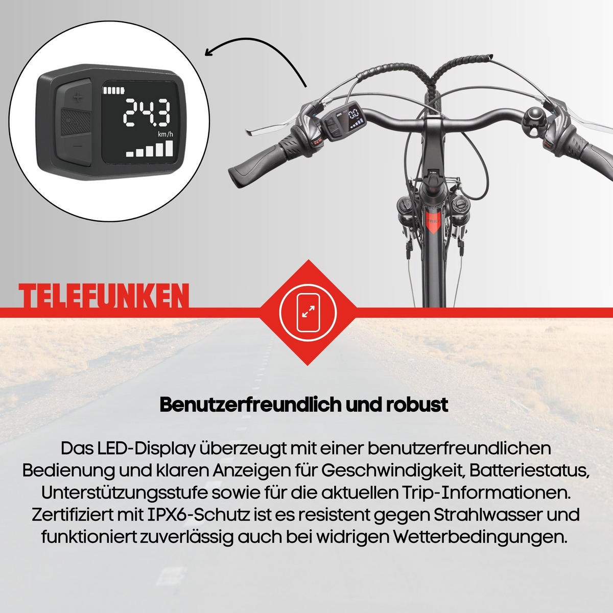 E-BIKE XT485 Trekking Elektrofahrrad 21-Gang Shimano Kettenschaltung, Pedelec, 14,5Ah, 37V Akku - Anthrazit, Metall (112cm) - Telefunken