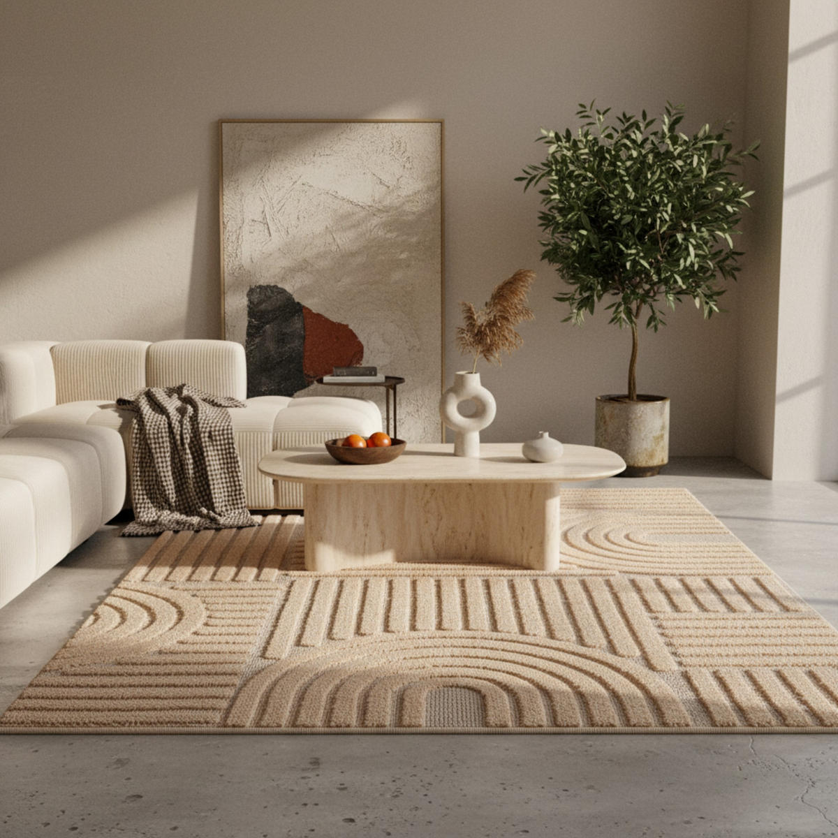 TEPPICH 3D-Effekt Skandinavischer Boho Skulptural Waschbar Esszimmer Rosa 280x370 cm – RIGI - Rosa, Textil (370/280cm) - KADIMA DESIGN