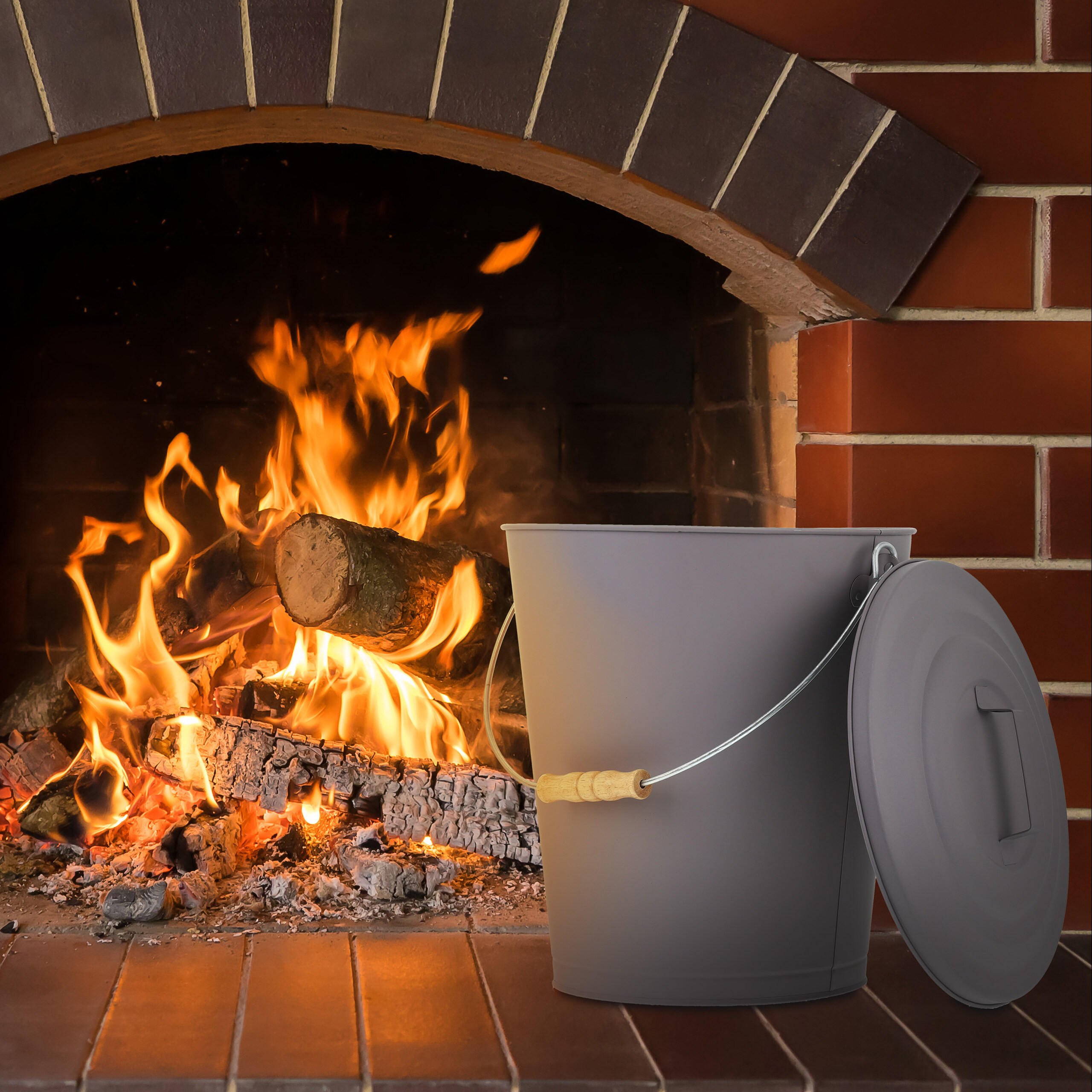 ASCHEEIMER - Grau, Holz/Metall (35.5/42/35.5cm) - Relaxdays