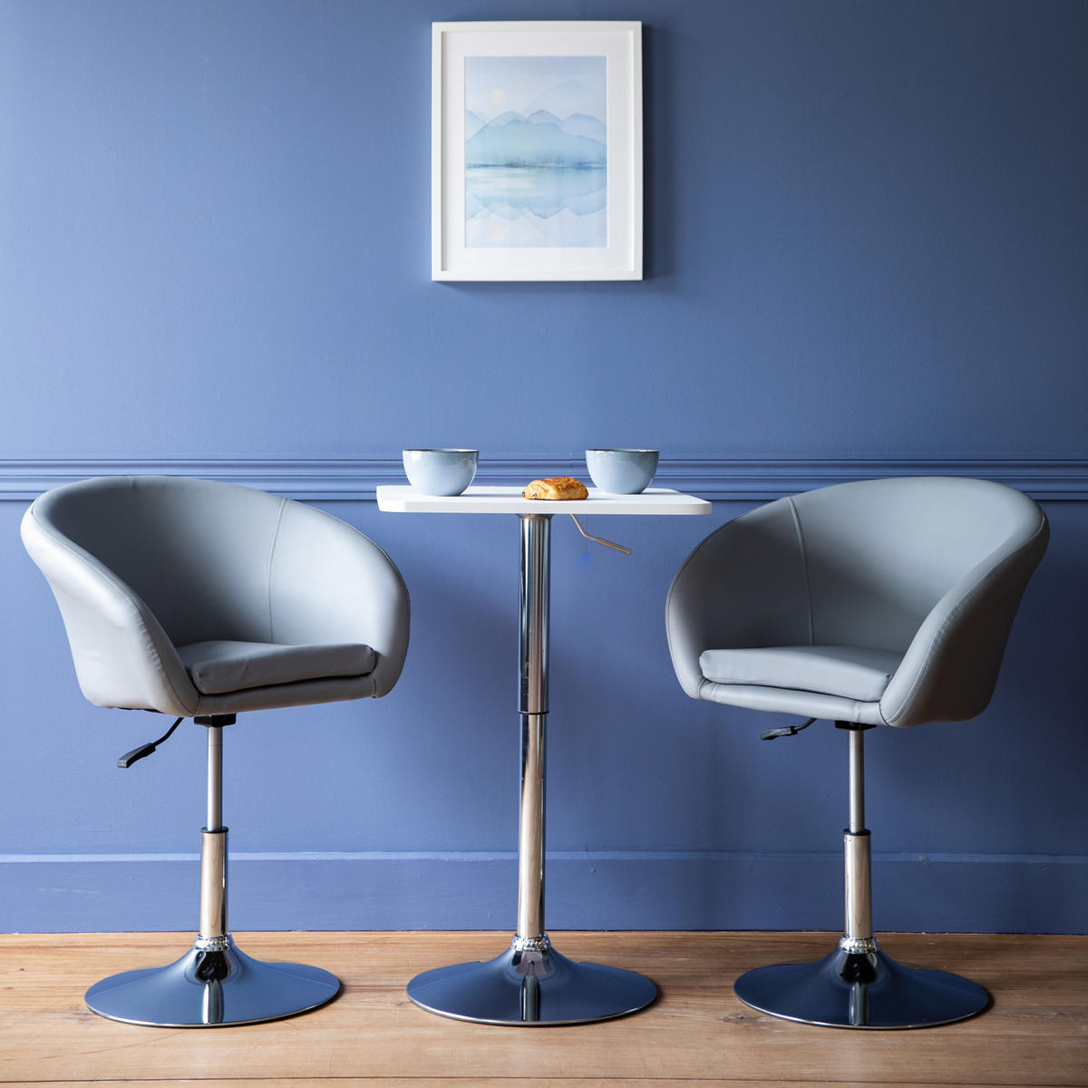 BARTISCH LUKE Weiß und Chrom - Weiß, Holzwerkstoff (57/57/105cm) - Happy Garden