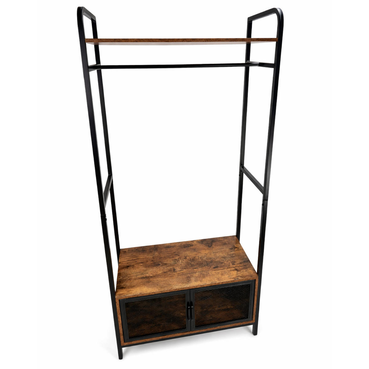 GARDEROBENSTÄNDER Metall mit Schuhschrank Industrial 180×80×40 cm - Dunkelbraun/Schwarz, Holzwerkstoff/Metall (40/180/80cm) - Begryf