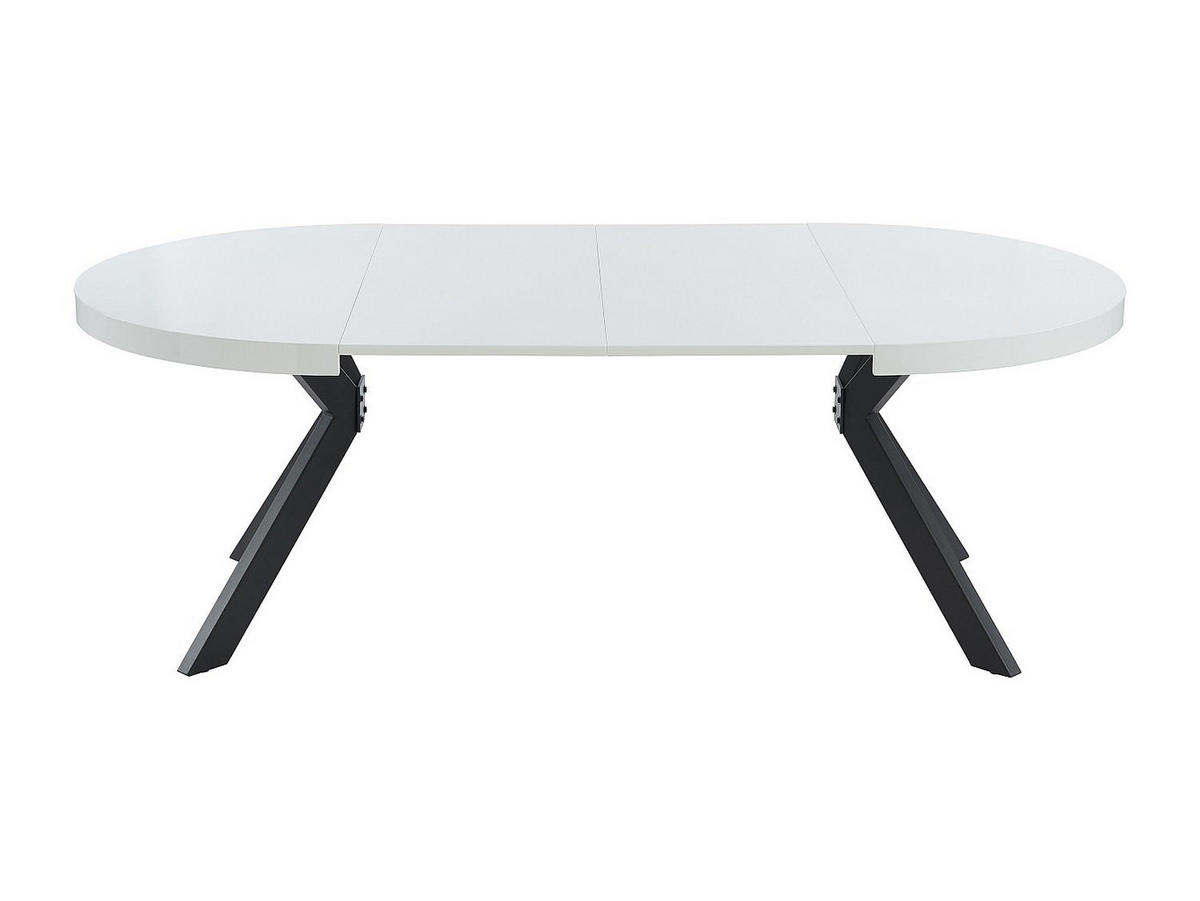 ESSTISCH - ausziehbar - 4 bis 8 Personen - MDF & Stahl - Weiß lackiert & Schwarz - KOMONI - Schwarz/Weiß, Holz (120/220/76cm) - Vente-Unique