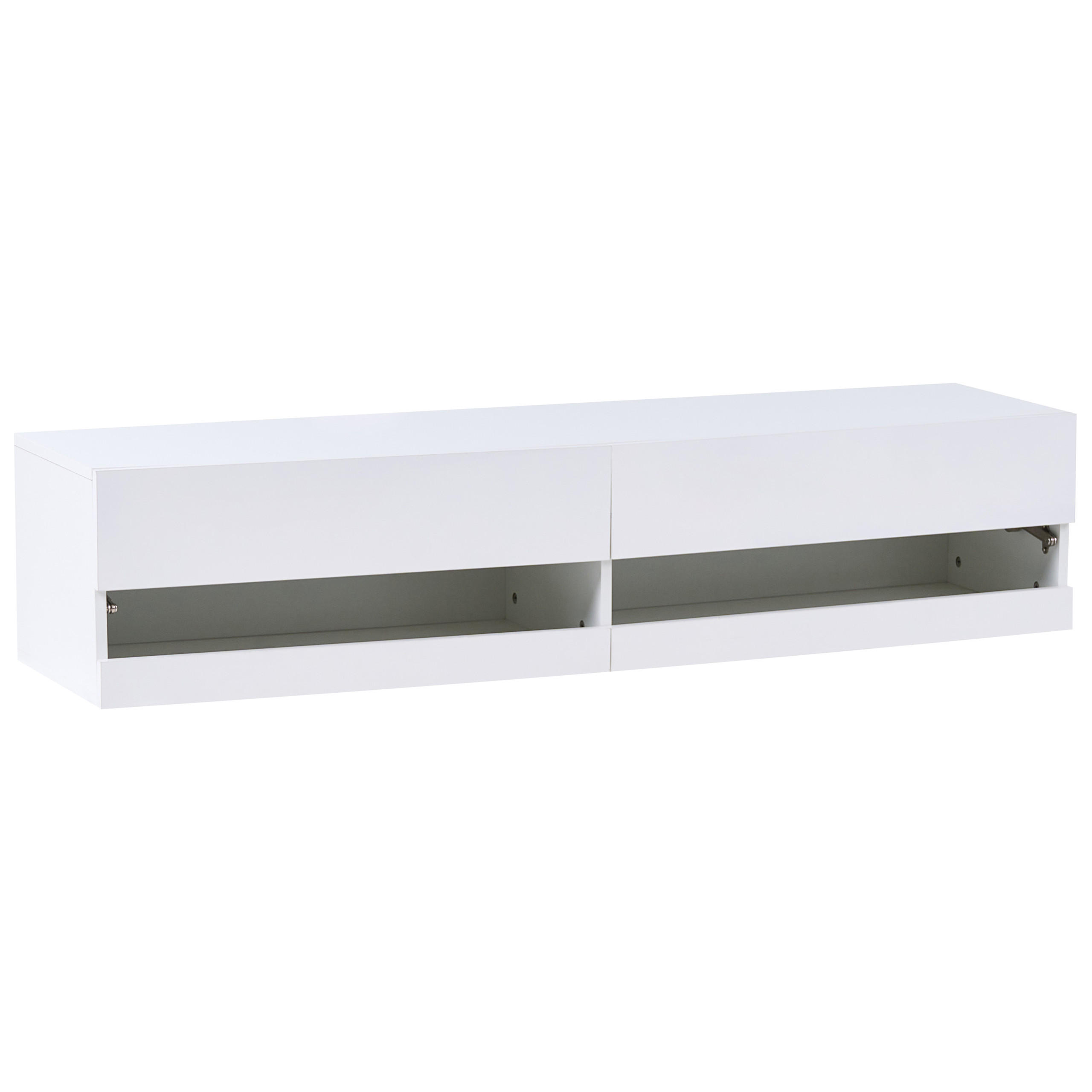 TV-MÖBEL mit LED-Beleuchtung Weiß Edmonton - Weiß, Holzwerkstoff (140/30/35cm) - Beliani