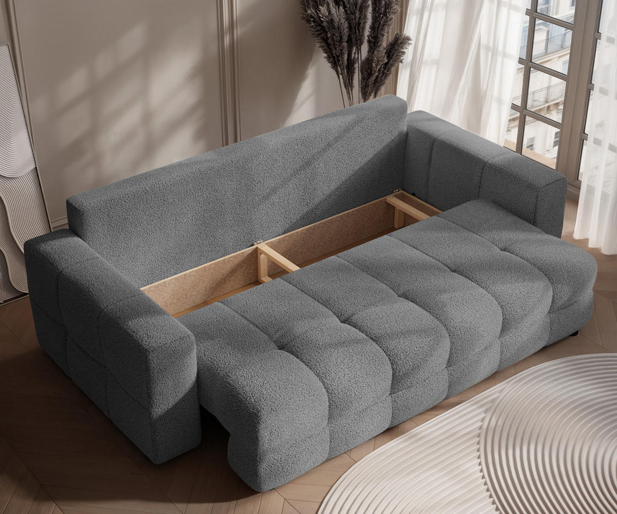 SCHLAFSOFA MOLLY mit Bettkasten, Stoff Dunkelgrau - Dunkelgrau, Textil (248/92/93cm) - Idohome
