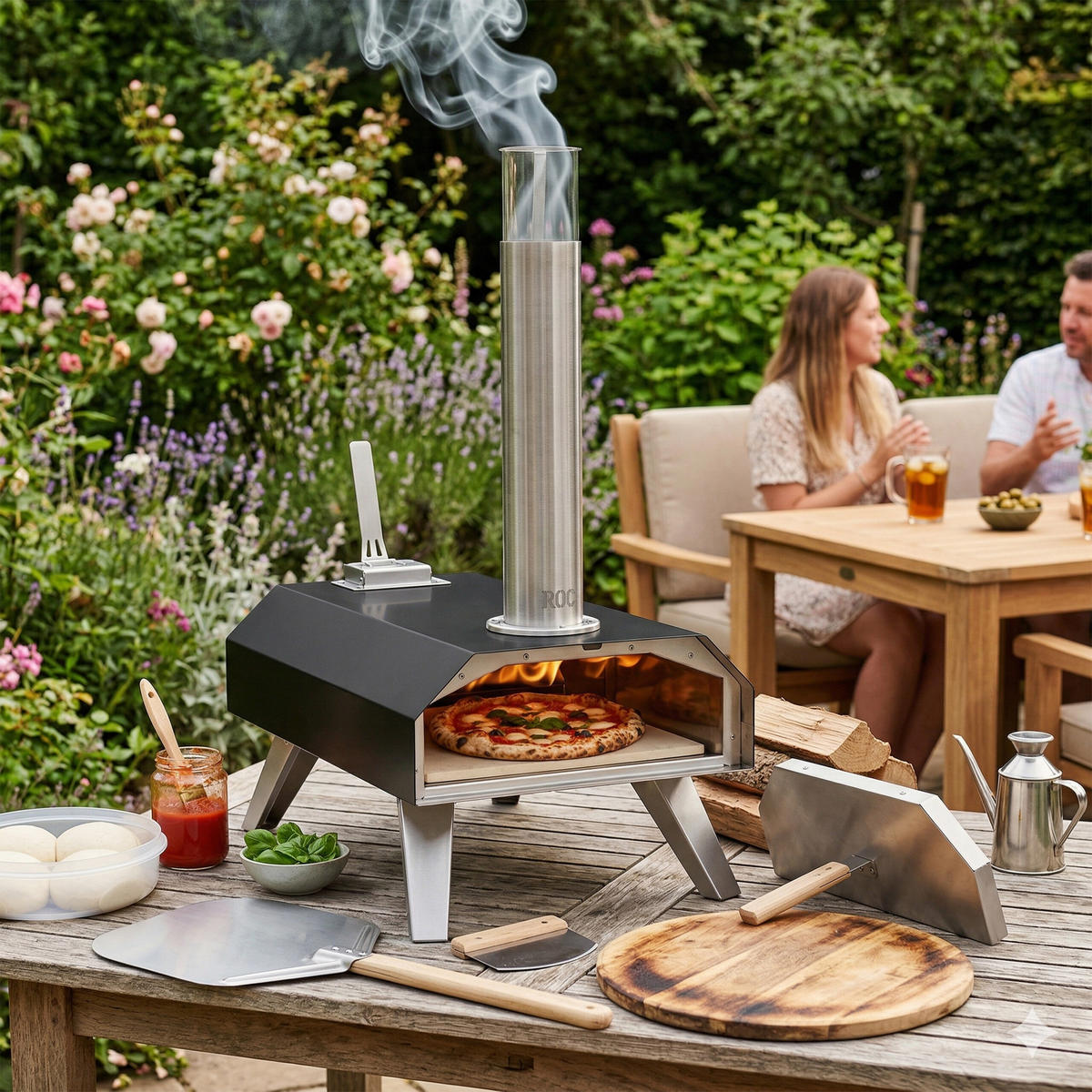 PIZZAOFEN - Multicolor, Stein/Metall (36/72/68cm) - Relaxdays