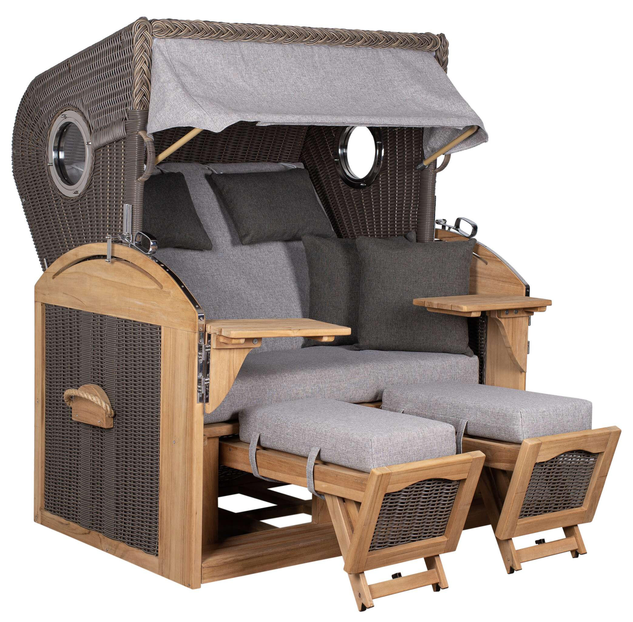 STRANDKORB XL Schillig Bullauge - Braun/Grau, Metall (142/170/95cm) - Mr. Deko