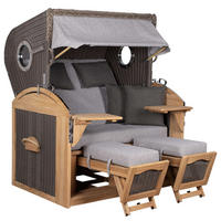 STRANDKORB XL Schillig Bullauge - Braun/Grau, Metall (142/170/95cm) - Mr. Deko