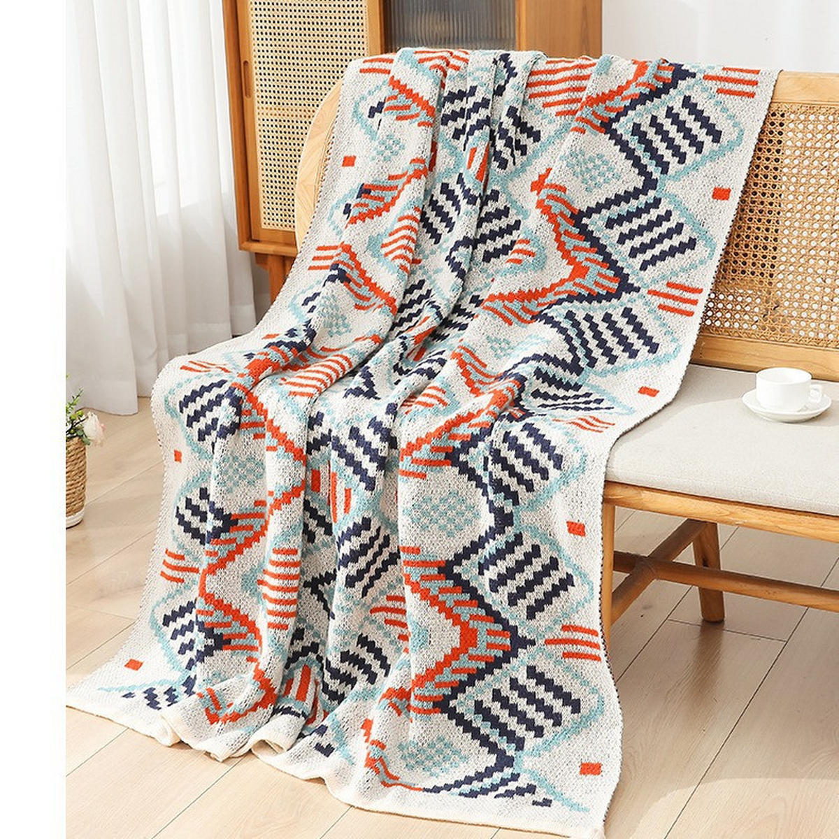 DECKE – 130 x 170 cm – Gestrickte Wohndecke mit Quasten - Multicolor, Textil (170/130cm)