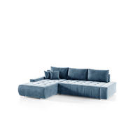 ECKSOFA Vogar In Monolith - Blaugrau, Holzwerkstoff/Textil (265/185cm) - Fun Möbel