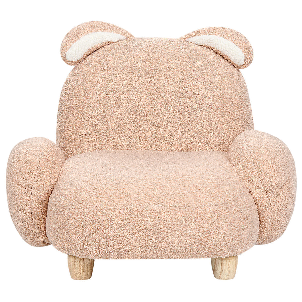 KINDERSESSEL Teddy-Optik beige Tierform Hase Kanna - Beige, Kunststoff/Textil (65/45/51cm) - Beliani