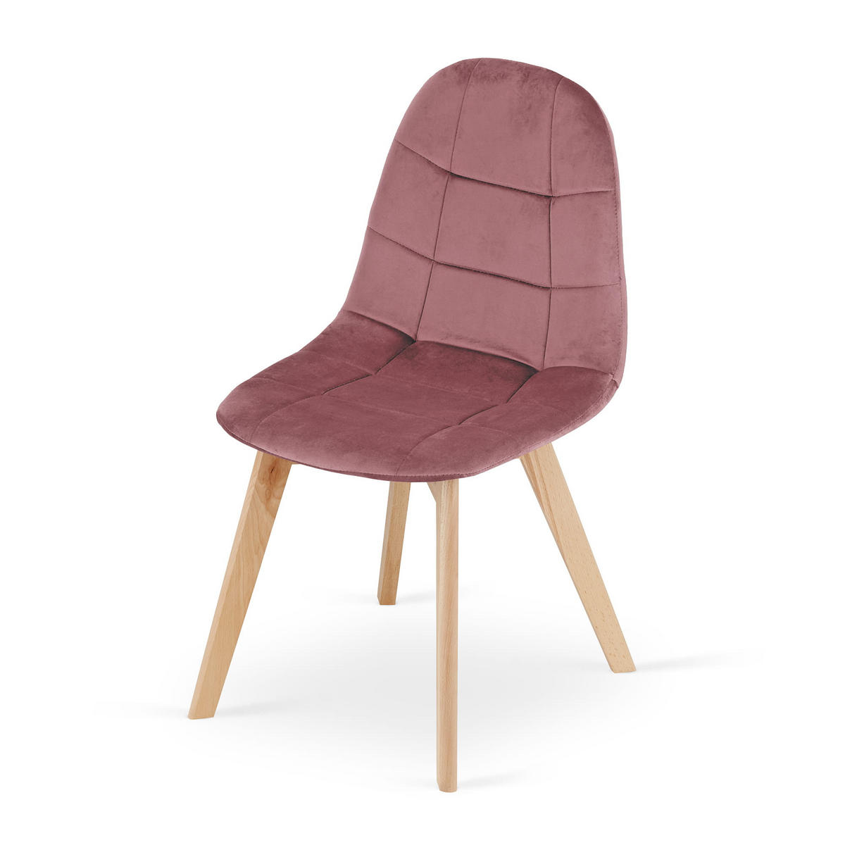 STUHL SORANO 4-er Set, Rosa, mit Samtstoff gepolstert - Rosa, Holz/Textil (45/82/54cm) - Komodee