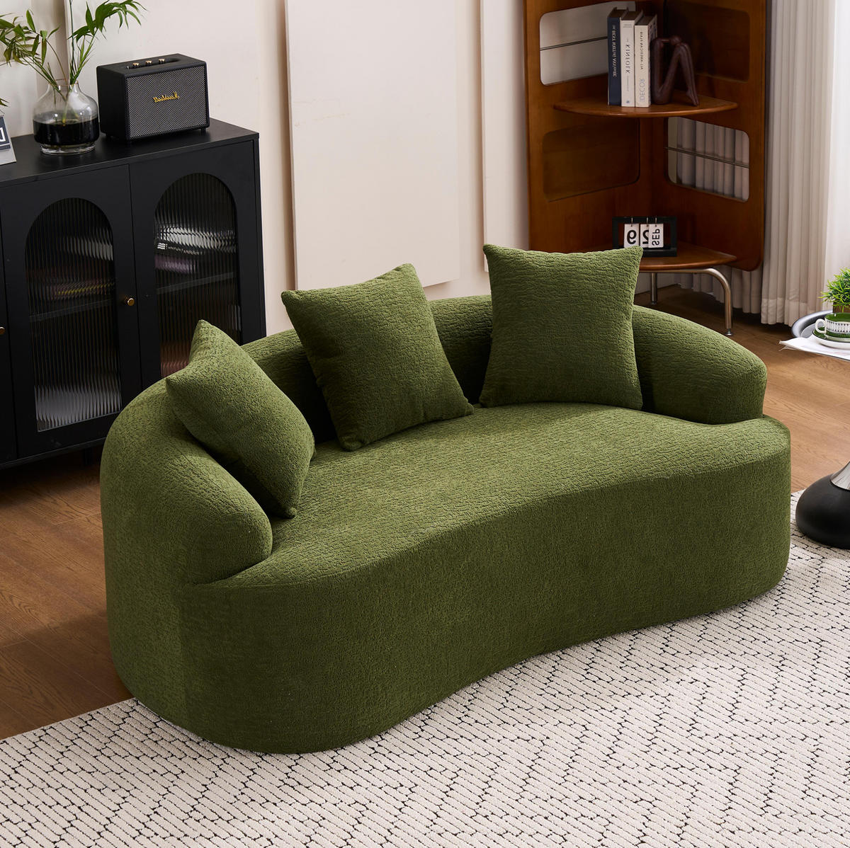 ZWEISITZER-SOFA mit tiefer Sitzfläche Chenille Grün - Grün, Kunststoff (153/63/94cm) - Meubliv