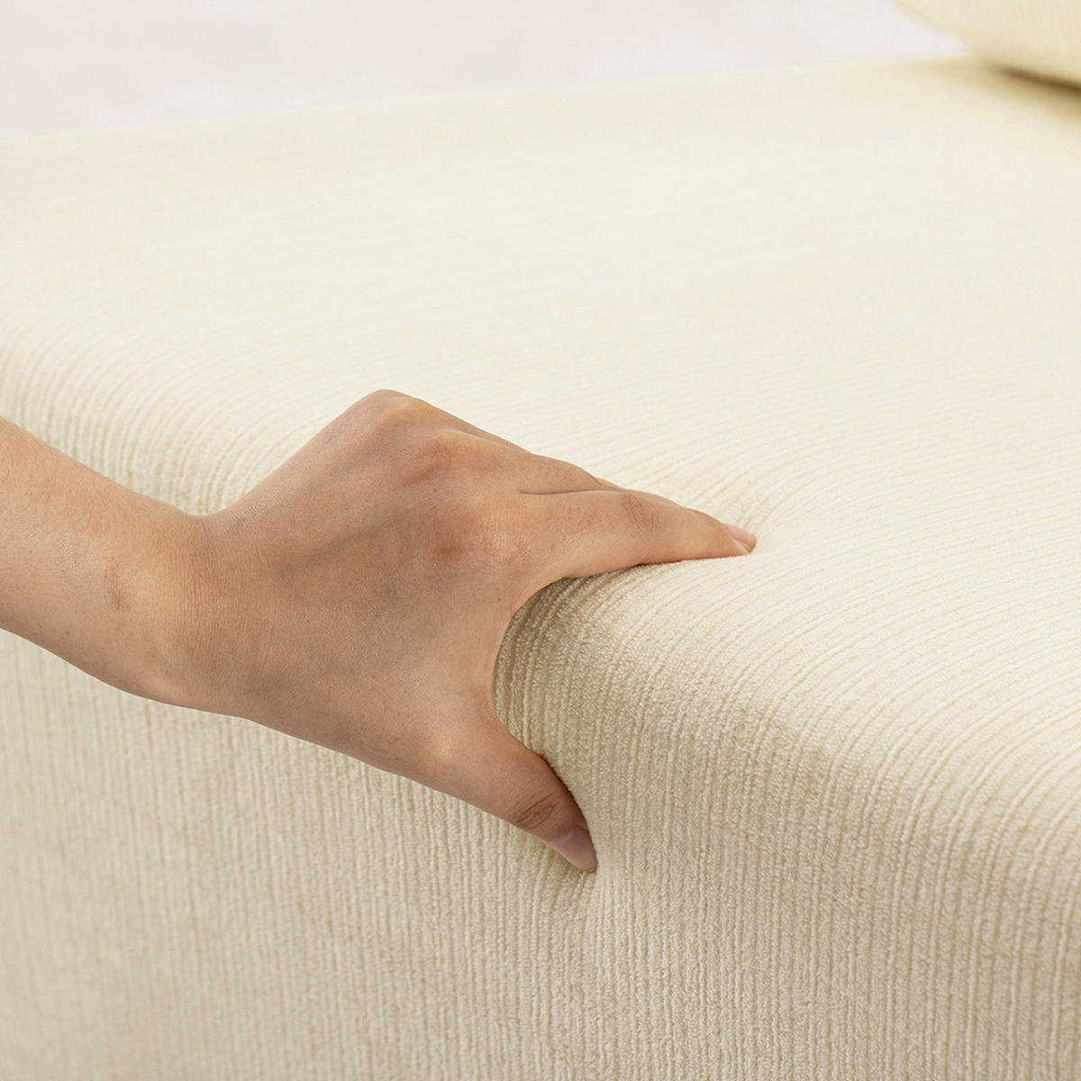 SESSEL mit Hocker FST99-MI - Ahornfarben/Creme, Fell/Metall (59/78/74cm) - SoBuy