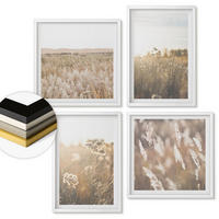 WANDBILDER 4er-Set - 50x50 cm & 40x60 cm Weißer Rahmen - Landschaftsgrasblumen Wärme - Weiß, Kunststoff (50/50cm) - ArtPrintCave