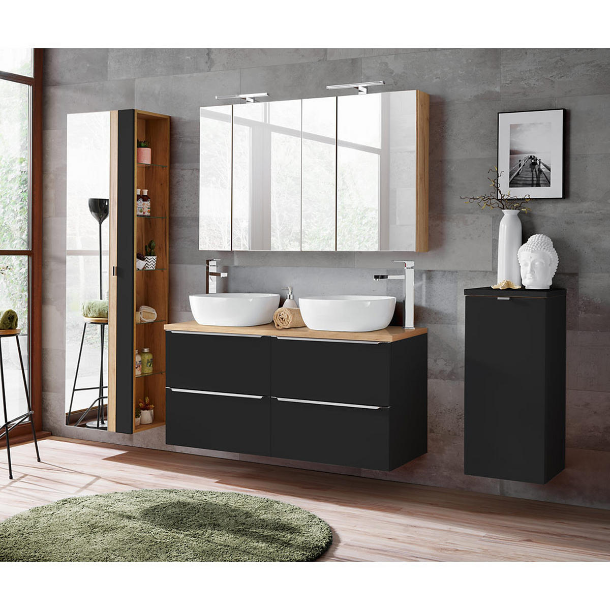 WASCHTISCH Toskana-56 - Anthrazit, Holzwerkstoff (121/64/46cm) - Lomado