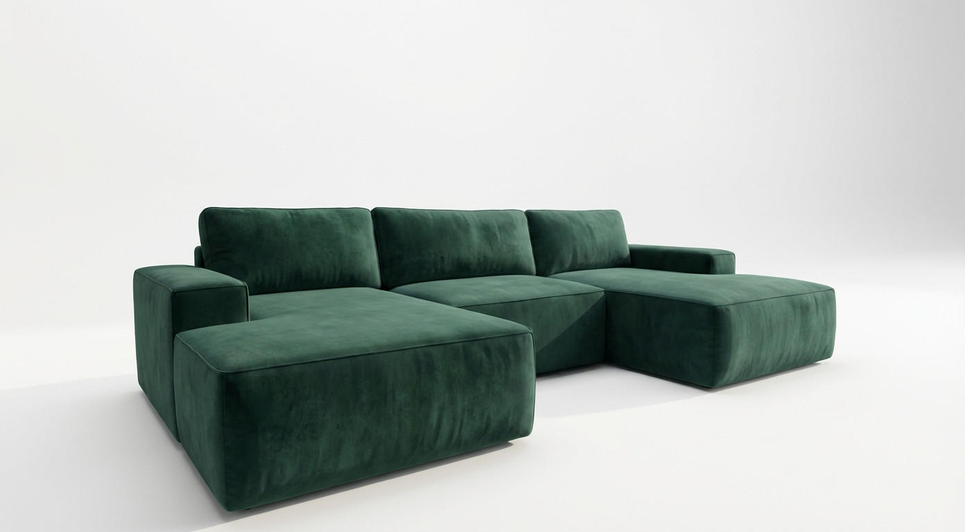 ECKSOFA EINAR 362 cm x 170 cm – Stoff: VELUTTO Dunkelgrun 10 Farbe: Grün - Grün, Textil (362/170cm) - A&J MöbelLand