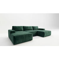 ECKSOFA EINAR 362 cm x 170 cm – Stoff: VELUTTO Dunkelgrun 10 Farbe: Grün - Grün, Textil (362/170cm) - A&J MöbelLand