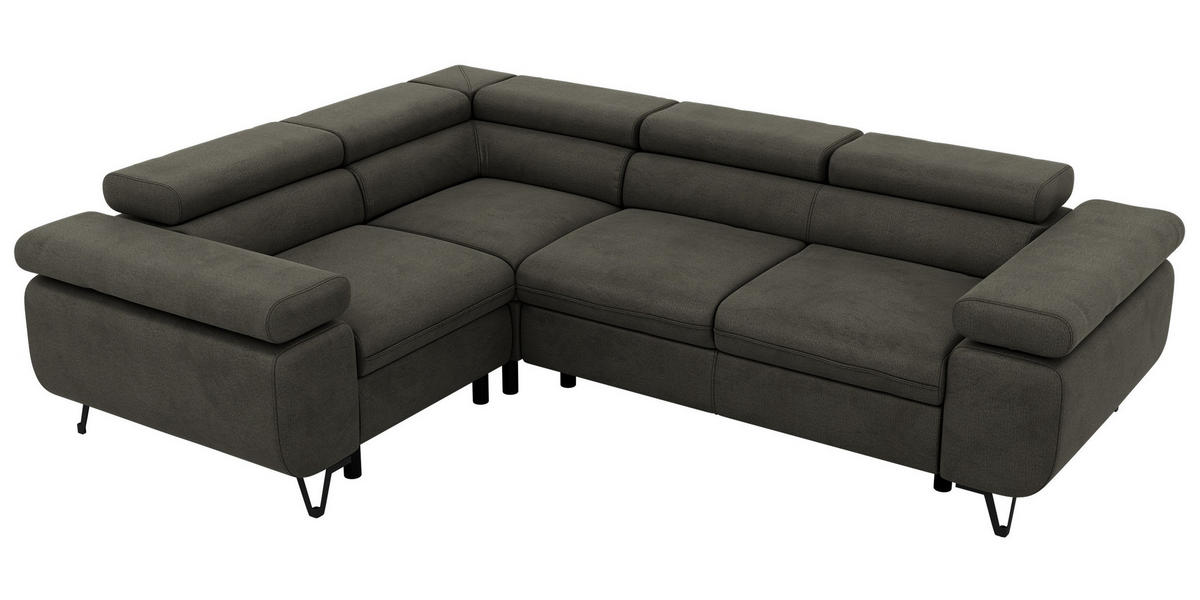 ECKSOFA ORSO L Anthrazit Velvet - Links Seite - Anthrazit/Schwarz, Textil/Metall (197/268cm) - MKS
